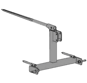 Rated for round bales up to 2,200 lbs. Bolt-in forged spear with 42” usable length. Two welded balance spears. Cat. I/II Quick Hitch compatible (shipped with 7/8” pins). - 3-Point Bale Spear